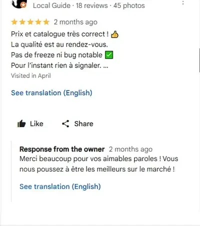 Avis client 5 étoiles sur notre abonnement IPTV rapide et stable